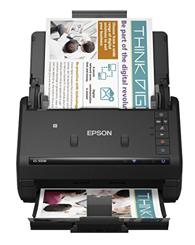 Product Cover Epson WorkForce ES-500W Wireless Color Duplex Document Scanner for PC and Mac, Auto Document Feeder (ADF)