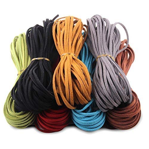 Product Cover Micro-Fiber Flat Leather Lace Beading Thread Faux Suede Cord String Velvet Beading Supplies(Mix 7 Colors Each 10 Yards)