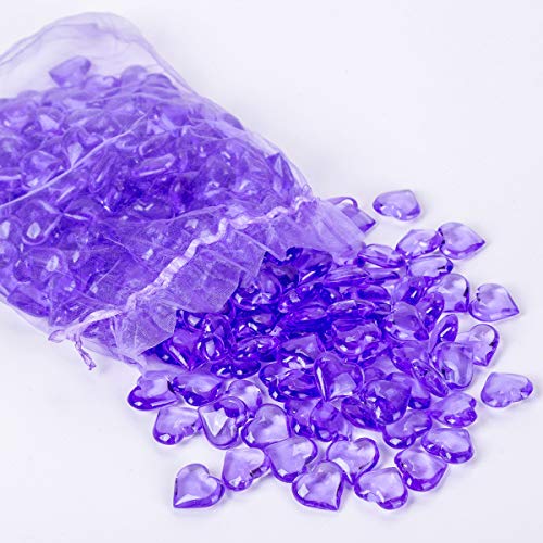 Product Cover AiFanS 1LB(Approx 225Pcs) Purple Acrylic Heart Gems for Table Scatter Decoration or Vase Filler