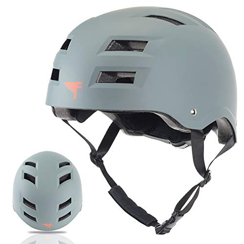 Product Cover Flybar Dual Certified CPSC Multi Sport Kids & Adult Bike And Skateboard Adjustable Dial Helmet,Grey,S/M