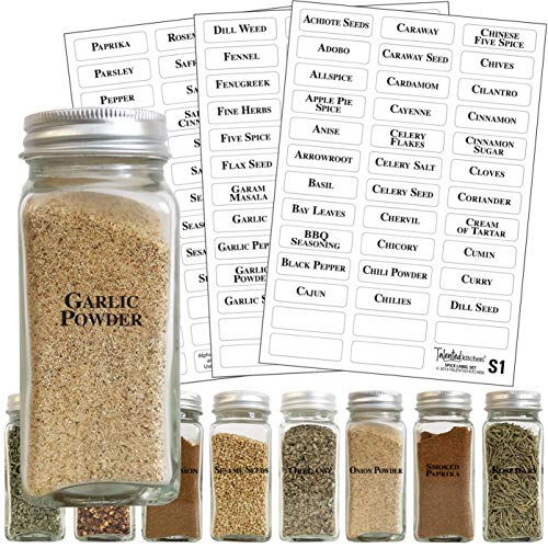 Product Cover Talented Kitchen Clear Spice Labels - 113 Preprinted Labels: 96 Spice & Herbs Names + 17 Blank Write-On Sticker. Water Resistant, Spice Jar Label for Spice Organization Spice Rack (Set of 113 Spices)