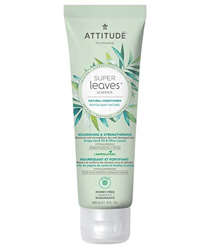 Product Cover ATTITUDE Super Leaves, Hypoallergenic Nourishing & Strenghtening Conditioner, Grapeseed Oil & Olive Leaves, 8 Fluid Ounce