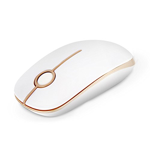 Product Cover Jelly Comb 2.4G Slim Wireless Mouse with Nano Receiver Less Noise, Portable Mobile Optical Mice for Notebook, PC, Laptop, Computer, MacBook - White and Gold