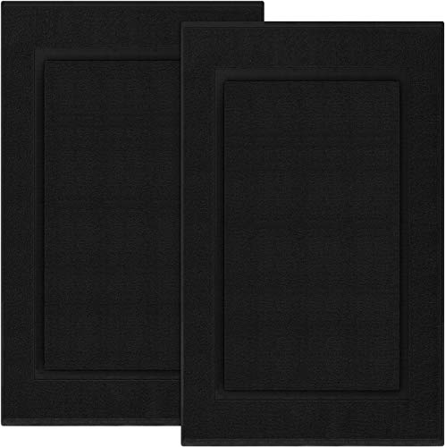 Product Cover Utopia Towels Cotton Banded Bath Mats 2 Pack, [Not a Bathroom Rug], 21 x 34 Inches, Black