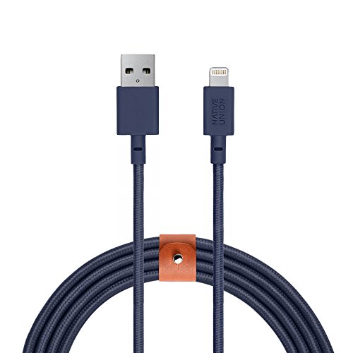 Product Cover Native Union Belt Cable XL - 10ft Ultra-Strong Reinforced [Apple MFi Certified] Lightning to USB Charging Cable with Leather Strap for iPhone/iPad (Marine)