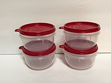 Product Cover Tupperware (4) Ideal Little Snack Bowls Sheer with Red Seals