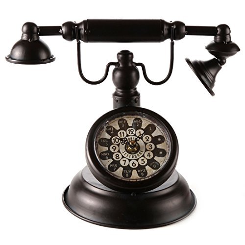 Product Cover Lily's Home Old Fashioned Rotary Telephone Clock, Makes ann Excellent Accent Piece for Any Room, Black