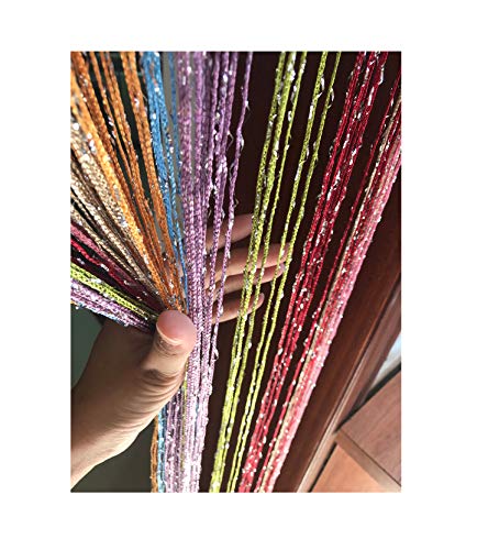 Product Cover Eyotool 1x2 M Door String Curtain Rare Flat Thread Fringe Panel Room Divider Cute Strip Tassel for Wedding Coffee House Restaurant Parts (Multicolor)