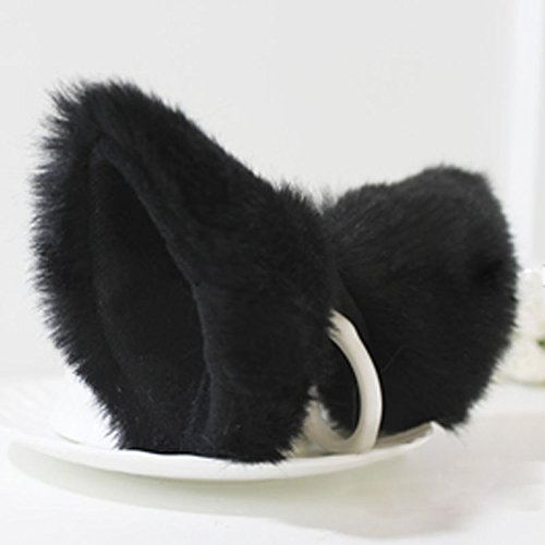 Product Cover MEXUD Orecchiette Party's Cat Fox Long Fur Ears Anime Neko Costume Hair Clip Cosplay (Black)