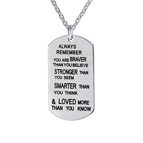 Product Cover lauhonmin Always Remember You are Braver/Stronger/Smarter Than You Think Pendant Necklace Family Friend Gift Unisex(Made of Stainless Steel)