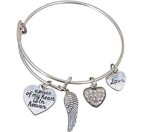 Product Cover Infinity Collection Memorial Jewelry, Memorial Bracelet, A Piece of My Heart is in Heaven Bangle Bracelet