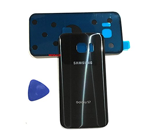 Product Cover (md0410) Galaxy S7 OEM Black Onyx Rear Back Glass Lens Battery Door Housing Cover + Adhesive Replacement for G930 G930F G930A G930V G930P G930T with Adhesive and Opening Tool