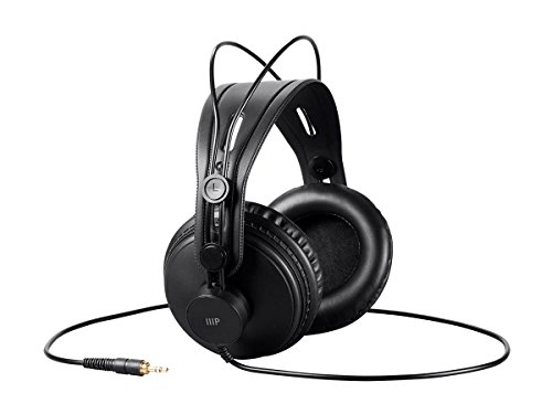 Product Cover Monoprice 116150 Ultra-Comfortable Modern Retro Over Ear Headphones - Black with 50mm Drivers for Studio PC Apple iPhone iPod Android Smartphone Samsung Galaxy Tablets MP3