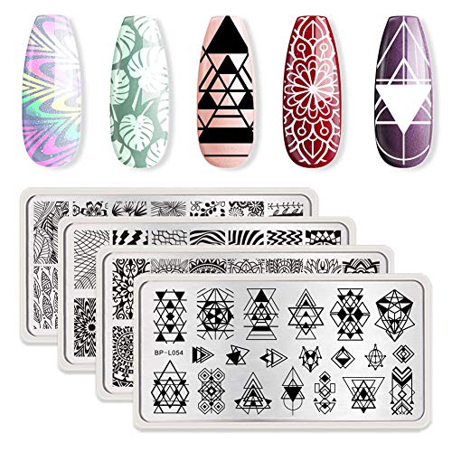 Product Cover BORN PRETTY Nail Art Stamp Stamping Templates Stamper Scraper Kit- 4 manicuring Plates Set with 1 Polish Stamper by Salon Designs
