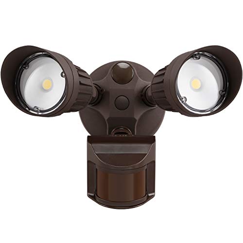 Product Cover LEONLITE 2 Head LED Outdoor Security Floodlight Motion Sensor, Newly Designed 3 Lighting Modes, ETL & DLC Listed, 1800lm, Waterproof IP65 for Eave, Entryway, 5-Year Warranty, 3000K Warm White, Bronze