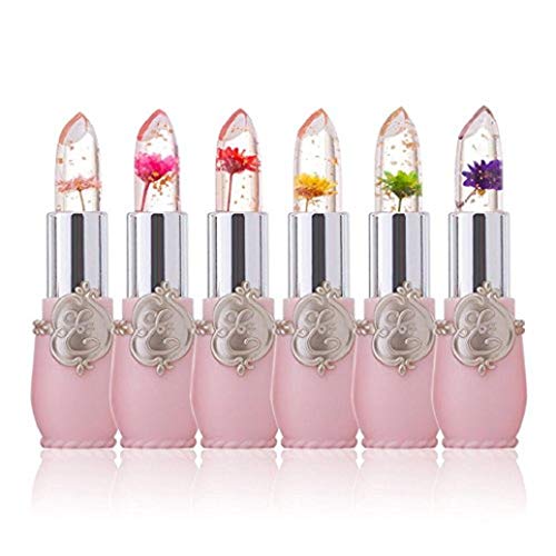 Product Cover 6 Pcs/Set Flower Jelly Lipstick Set Temperature Change Moisturizer flower Lip Stick Long Lasting Nutritious Lip Balm Magic Color Change Lip Gloss