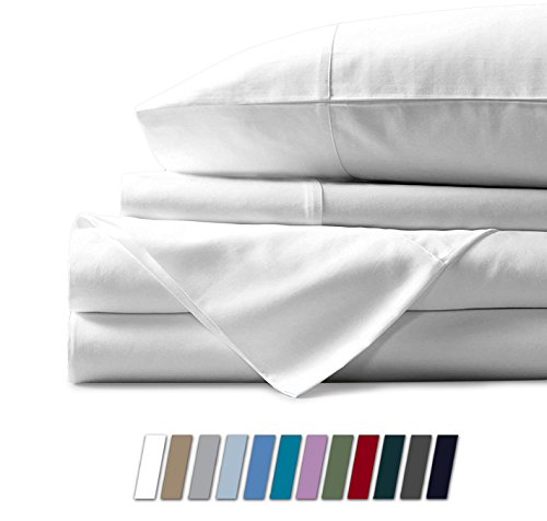 Product Cover Mayfair Linen 100% Egyptian Cotton Sheets, White California King Sheets Set, 800 Thread Count Long Staple Cotton, Sateen Weave for Soft and Silky Feel, Fits Mattress Upto 18'' DEEP Pocket