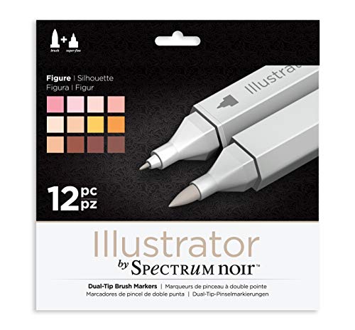 Product Cover Illustrator by Spectrum Noir 12 Piece Twin Tip Artist Alcohol Markers, Figure
