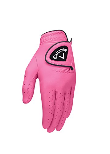 Product Cover Callaway Golf 2017 Women's OptiColor Leather Glove, Pink, Small, Worn on Left Hand