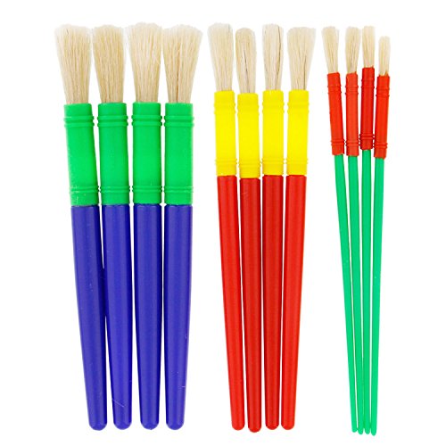 Product Cover US Art Supply 12 Piece Round Children's Tempera Paint Brushes in 3 Sizes