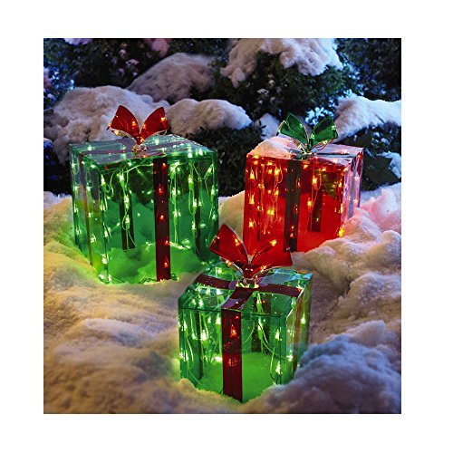 Product Cover 3 Lighted Gift Boxes Christmas Decoration Yard Decor 150 Lights Indoor Outdoor Buyer's Choice by Unknown