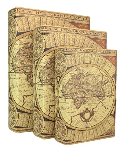 Product Cover MagJo Home Beautifully Designed Wood Antique Book Box, Set of 3 (Magellan)