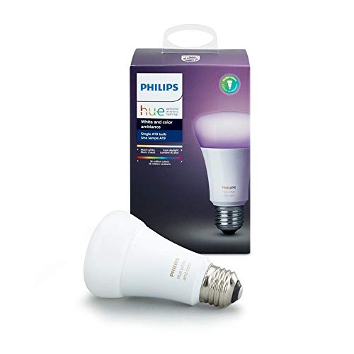 Product Cover Philips Hue Single Premium A19 Smart Bulb, 16 million colors, for most lamps & overhead lights (Hue Hub Required, Works with Alexa), Old Version