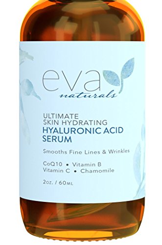 Product Cover Hyaluronic Acid Serum with Vitamin C (2x Bottle Size) - Skin Brightening & Hydrating Facial Moisturizer - Anti Aging Serum, Age Spots, Dark Spot Corrector for Face & Neck by Eva Naturals, 2 oz.