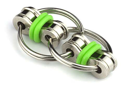 Product Cover Tom's Fidgets Flippy Chain Fidget Toy Perfect for ADHD, Anxiety, and Autism - Bike Chain Fidget Stress Reducer for Adults and Kids - Green