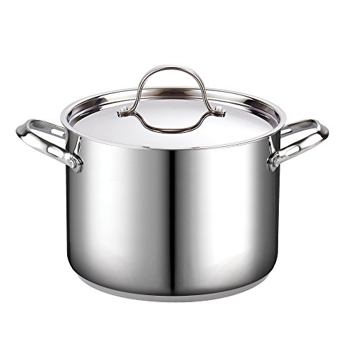 Product Cover Cooks Standard Classic 02519 8 Quart Stainless Steel Stockpot with Lid, Large, Silver