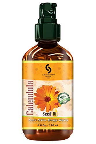 Product Cover 4 fl oz 100% Pure Calendula Oil - for Body, Nails & Hair - Perfect Natural Skin Moisturizer - Also Ideal Natural Skin Care Antioxidant Serum