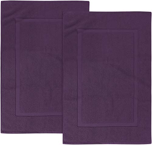 Product Cover Utopia Towels Cotton Banded Bath Mats, Plum, [Not a Bathroom Rug], 21 x 34 Inches, 100% Ring Spun Cotton - Highly Absorbent and Machine Washable Shower Bathroom Floor Towel (Pack of 2)