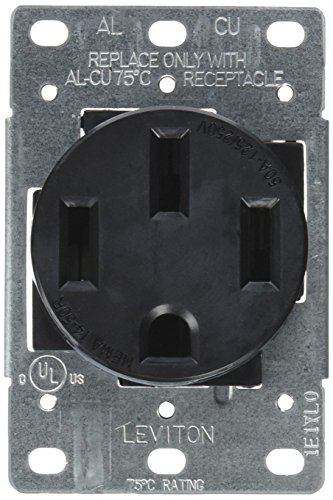 Product Cover Leviton 279-S00 50 Amp, 125/250V, Nema 14-50R, 3P, 4W, Flush Mounting Receptacle, Straight Blade, Industrial Grade, Grounding, Side Wired, Steel Strap, Black