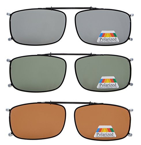 Product Cover Eyekepper Grey/Brown/G15 Lens 3-pack Clip-on Polarized Sunglasses 2 3/16
