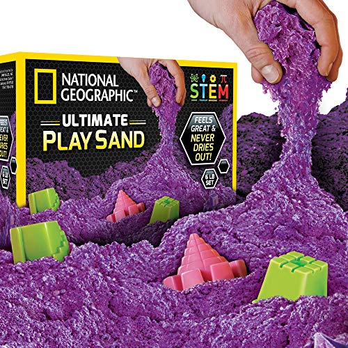 Product Cover National Geographic Play Sand - 6 LBS of Sand with Castle Molds (Purple) - A Kinetic Sensory Activity