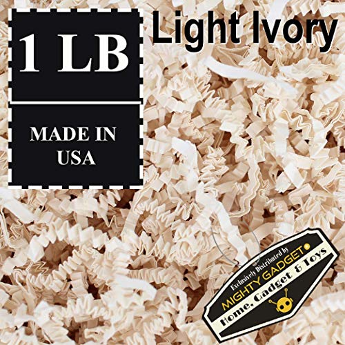Product Cover Mighty Gadget (R) 1 LB Light Ivory Crinkle Cut Paper Shred Filler for Gift Wrapping & Basket Filling