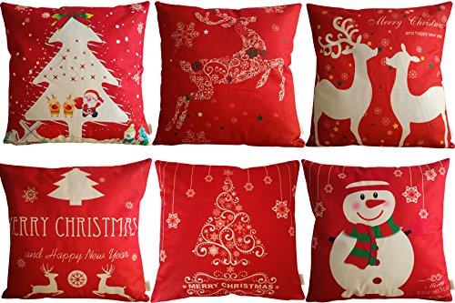 Product Cover HOSL SD39 Merry Christmas Series Blend Linen Throw Pillow Case Decorative Cushion Cover Pillowcase Square 18