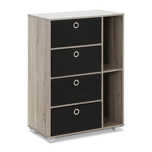 Product Cover Furinno 11159GYW/BK Multipurpose Storage Cabinet, French Oak Grey/Black