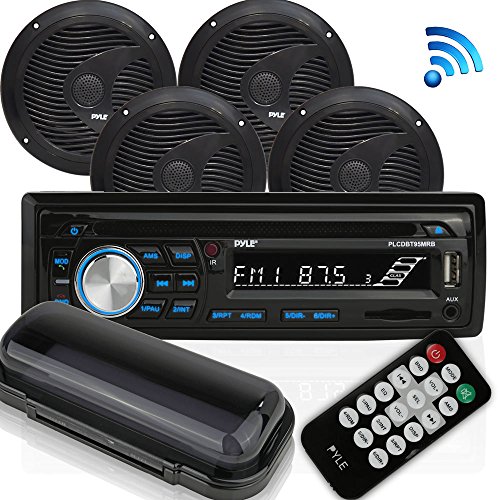 Product Cover Wireless Bluetooth Marine Audio Stereo - Kit w/Single DIN Universal Size Radio Receiver, Hands-Free Calling, 6.5