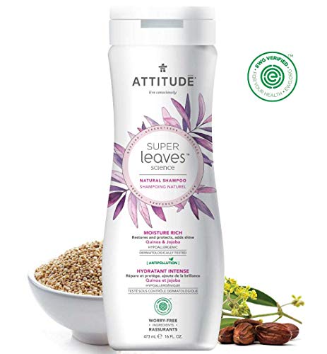 Product Cover ATTITUDE Super Leaves, Hypoallergenic Moisture Rich Shampoo, Quinoa & Jojoba, 16 Fluid Ounce
