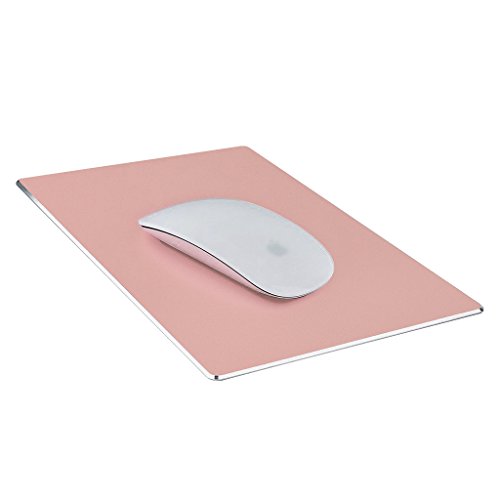 Product Cover Mouse Pad,Qcute Gaming Aluminum Mouse Pad 9.45 X 7.87 Inch W Non-Slip Rubber Base & Micro Sand Blasting Aluminum Surface for Fast and Accurate Control (Large, Rose Gold)