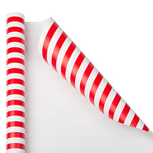 Product Cover JAM PAPER Gift Wrap - Striped Wrapping Paper - 25 Sq Ft - Red & White Stripes - Roll Sold Individually