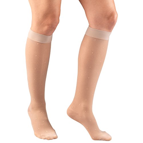 Product Cover Truform Sheer Compression Stockings, 15-20 mmHg, Women's Knee High Length, Dot Pattern, Nude, X-Large