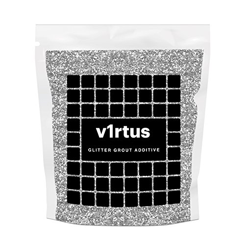 Product Cover v1rtus Silver Glitter Grout Tile Additive 100g / 3.5oz for Wet Room Bathroom Kitchen Sparkle finish, Easy to use. Add / Mix with Epoxy Resin or Cement Based Grout, Heat Resistant, Colour Fast, Non Rust ...