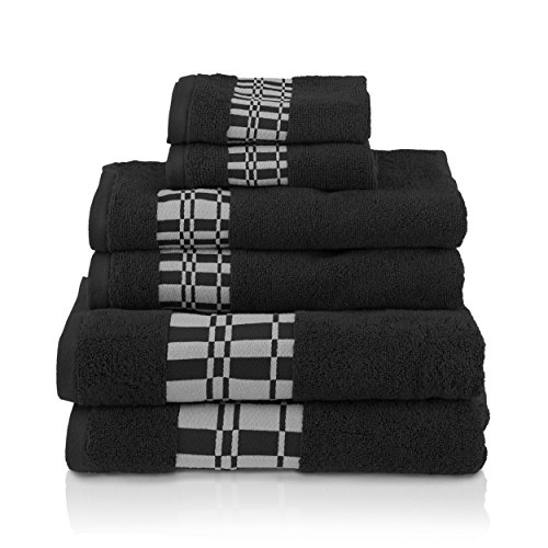 Product Cover Superior Larissa 100% Cotton, Soft, Extremely Absorbent, Beautiful 6 Piece Towel Set, Black