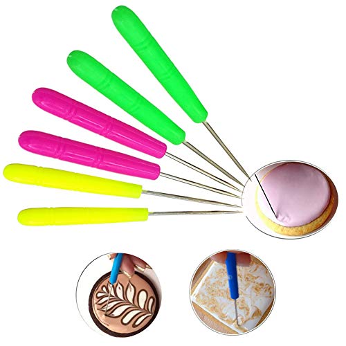 Product Cover 6 PCS Sugar Stir Needle Scriber Needle Modelling Tool Biscuit Cookie Icing Pin Cake Decorating Needle Tool Sugar Cookie Decorating Supplies Baking Scribe Tool Marking Patterns Icing Sugarcraft