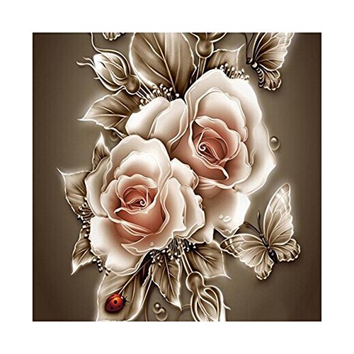 Product Cover Whitelotous Retro Rose Flower 5D Diamond Painting Kit Partial Drill Rhinestone Embroidery Diamond Dotz Wall Picture Home Decor 14 x 14 Inch
