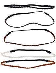 Product Cover Lux Accessories Assorted Pu Leather Braided Stretch Headband Headwrap Set 5PC