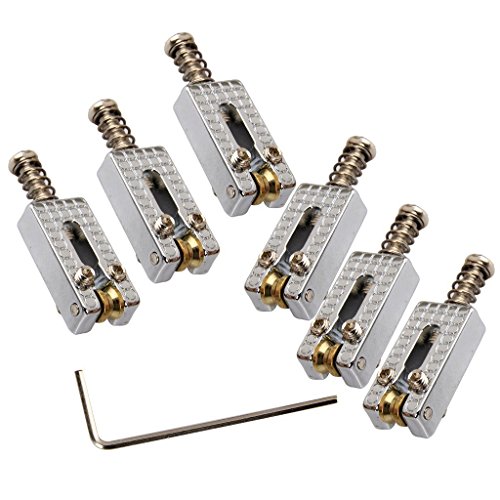 Product Cover Surfing 6 Roller Bridge Tremolo Saddles w/Wrench for Fender Strat Tele Electric Guitar Chrome