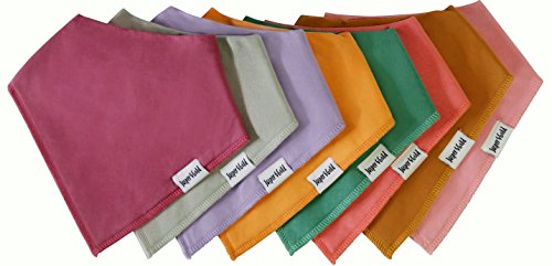 Product Cover Baby Bandana Bibs, 8 Pack (Solid Set) for Girls,Organic Cotton w/ Soft Absorbent Fleece by Jasper & Gold